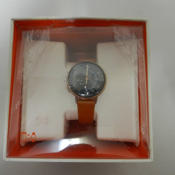 Fossil Hybrid Smartwatch blue face brown leather band Women NO Charger NEW NIB main image 6